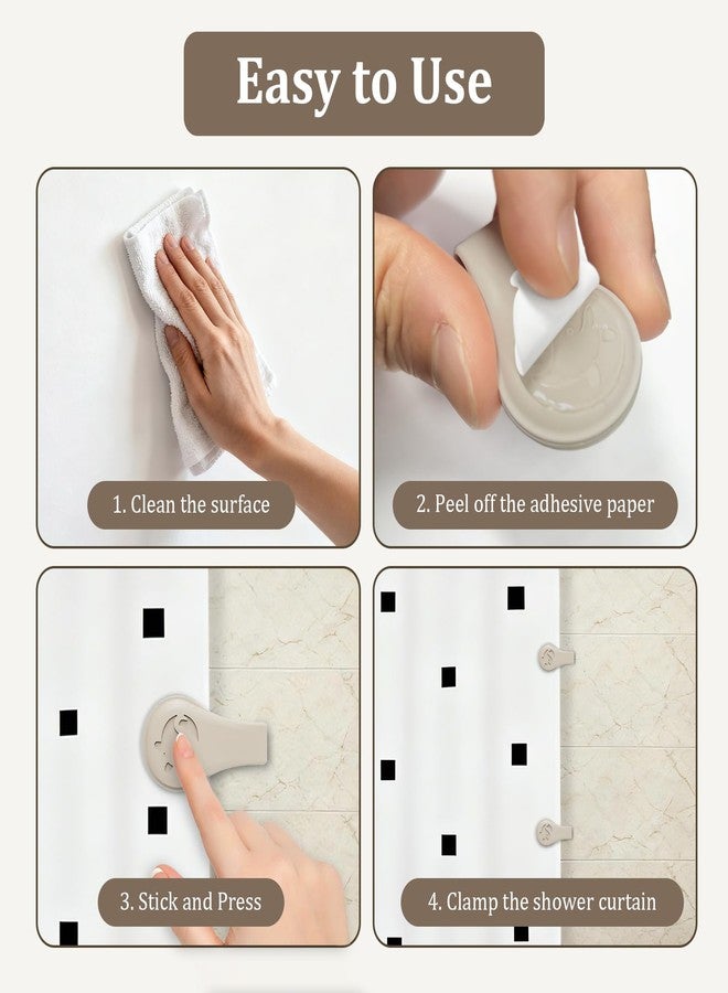 Vaszu Magnetic Silicone Shower Curtain Clips for Liner, Self Adhesive Windproof Splash Holders Prevent Water Splashing Out Keep Curtain Liner Closed to Wall Shower Curtains Keeper 3 Packs(Light Brown) - Image 4
