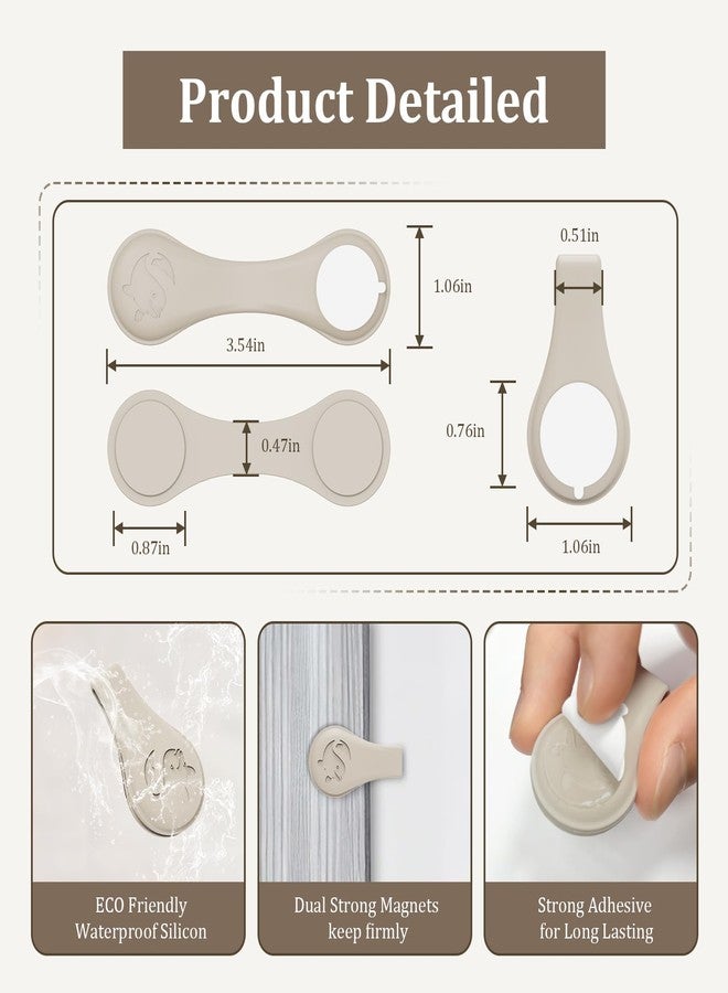 Vaszu Magnetic Silicone Shower Curtain Clips for Liner, Self Adhesive Windproof Splash Holders Prevent Water Splashing Out Keep Curtain Liner Closed to Wall Shower Curtains Keeper 3 Packs(Light Brown) - Image 3
