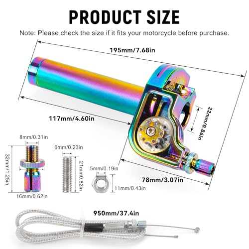 XINGWU Mini Bike Throttle Kit Universal 78 22mm CNC Quick Action Twist Throttle with Cable Throttle Assembly for CRF KLX SSR TTR 50cc250cc Dirt Pit Bike Mini Bike ATV Motorcycle Colorful - Image 3