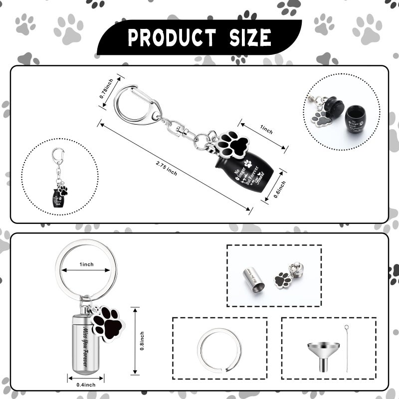 Kigeli 4 Pcs Pet Ashes Keepsake Keychain for Dog Pet Ashes Urn with 4 Pcs Filling Tools Memorial Cylinder Cat Cremation Jewelry Pend Paw Print Urn Pendant 2 Styles - Image 5