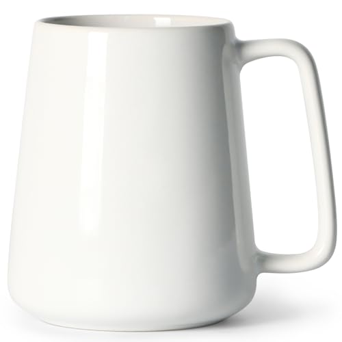 Smilatte 24 OZ Large Coffee Mug, Nice Ceramic Boss Tea Cup with Big Handle for Dad Men Women, Unique Style For Any Kitchen, White - Image 1