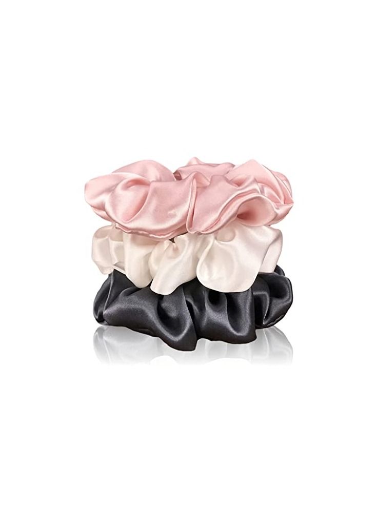 ORiTi Silk Mulberry Silk Scrunchies for Hair (Large, Charcoal, Pink, Ivory) - Image 1