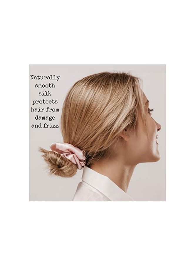 ORiTi Silk Mulberry Silk Scrunchies for Hair (Large, Charcoal, Pink, Ivory) - Image 3