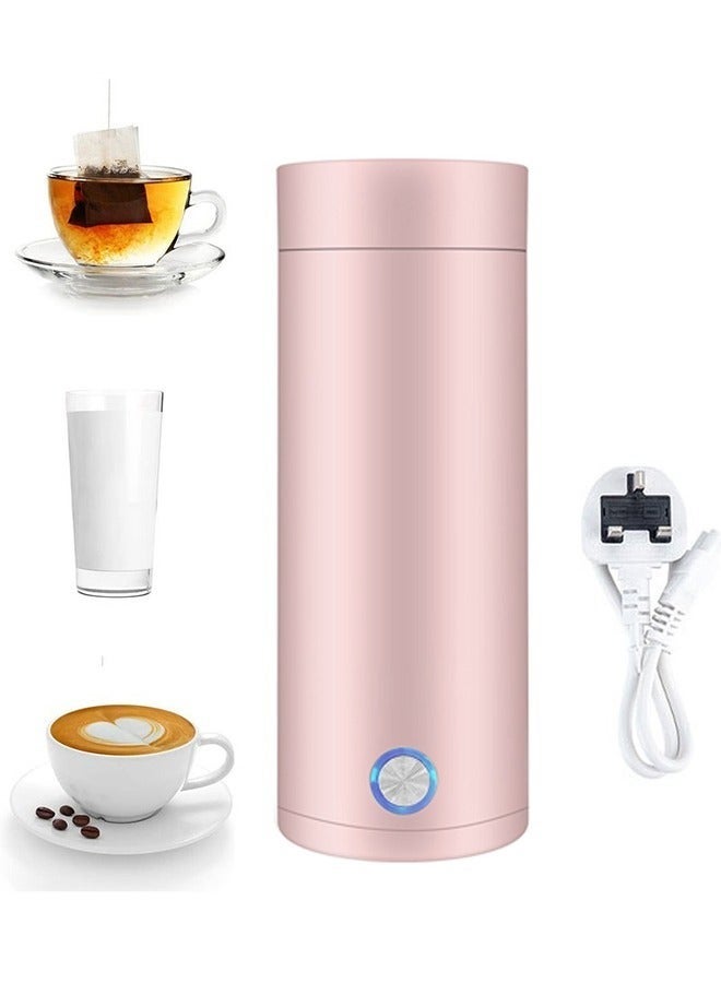 MIXDE Portable Electric Kettle 400ml Travel Tea Kettle with Non stick Coating Double Wall Water Boiler Bottle Insulated Coffee Thermos Mug Fast Boil and Auto Shut Off Hot Water Heater (Pink) - Image 1