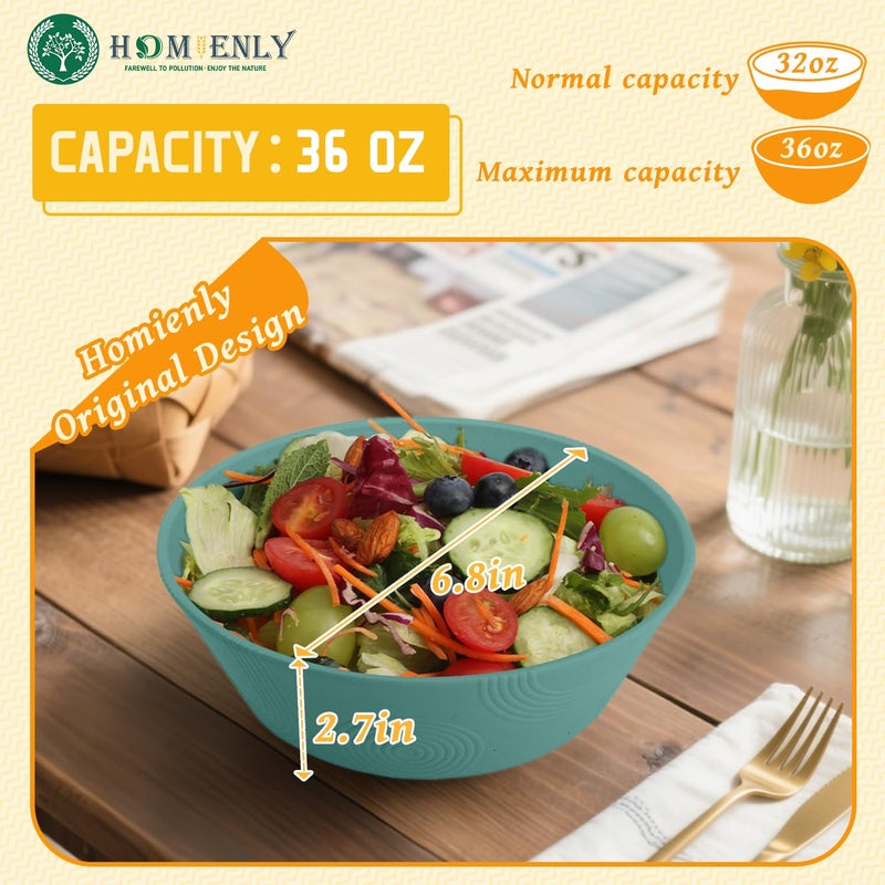 Homienly Wheat Straw Bowl Sets of 6-36oz Cereal Bowls,Microwave and Dishwasher Safe Bowls,Soup Bowl Sets Alternative for Plastic Bowls for Serving Soup,Salad(Green) - Image 2