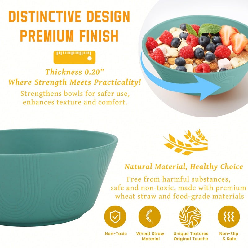 Homienly Wheat Straw Bowl Sets of 6-36oz Cereal Bowls,Microwave and Dishwasher Safe Bowls,Soup Bowl Sets Alternative for Plastic Bowls for Serving Soup,Salad(Green) - Image 3