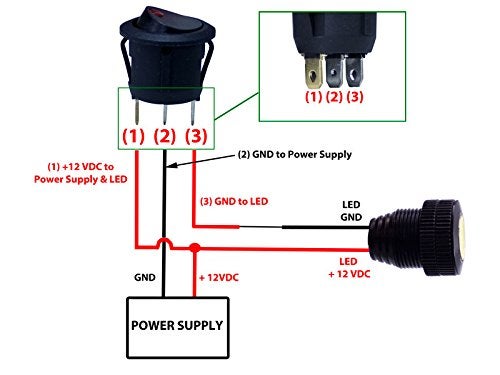 CentioT - Round Rocker 12V 16A ON-Off SPST Switch for Auto/Car/Boat - with Indicator (Blue Dot) - Image 3