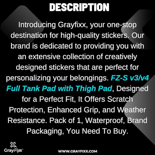 Grayfixx Torque Edition Full Tank Pad with Thigh Pad for FZs v3/v4 | Premium Dome Tank Pad, Sleek and Durable, Pack of 1 - Image 3