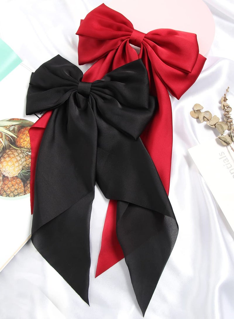 مشبك شعر على شكل فيونكة زهرية للسيدات مع ذيل طويل من الشريط - إكسسوار شعر فرنسي ناعم ومريح لذيل الحصان للفتيات بألوان ثابتة. مثالي لأي مناسبة! - Image 4