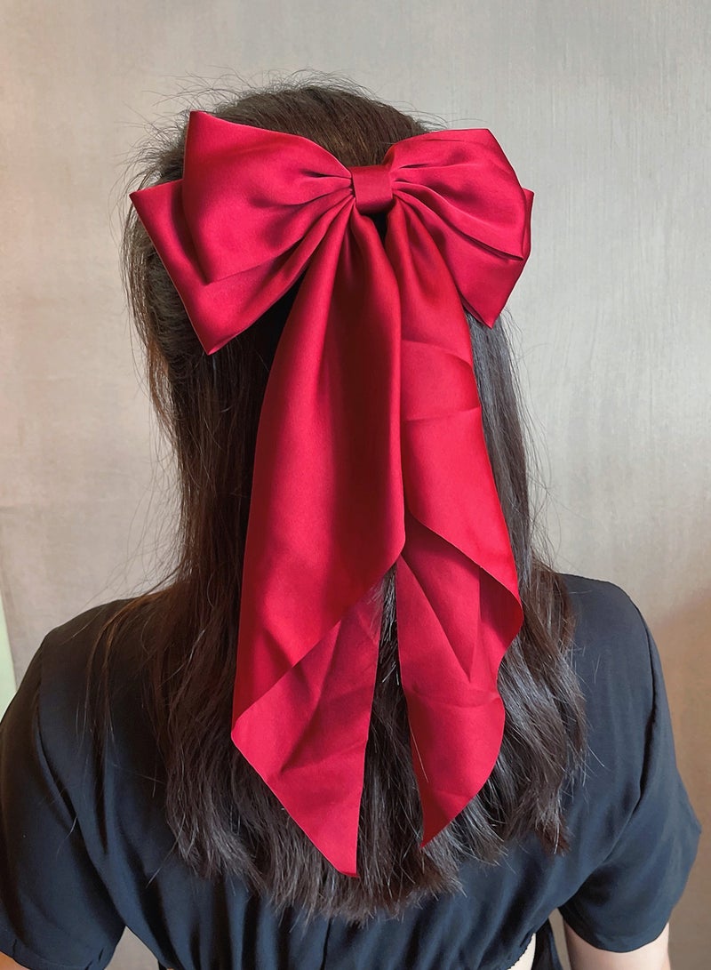 مشبك شعر على شكل فيونكة زهرية للسيدات مع ذيل طويل من الشريط - إكسسوار شعر فرنسي ناعم ومريح لذيل الحصان للفتيات بألوان ثابتة. مثالي لأي مناسبة! - Image 3