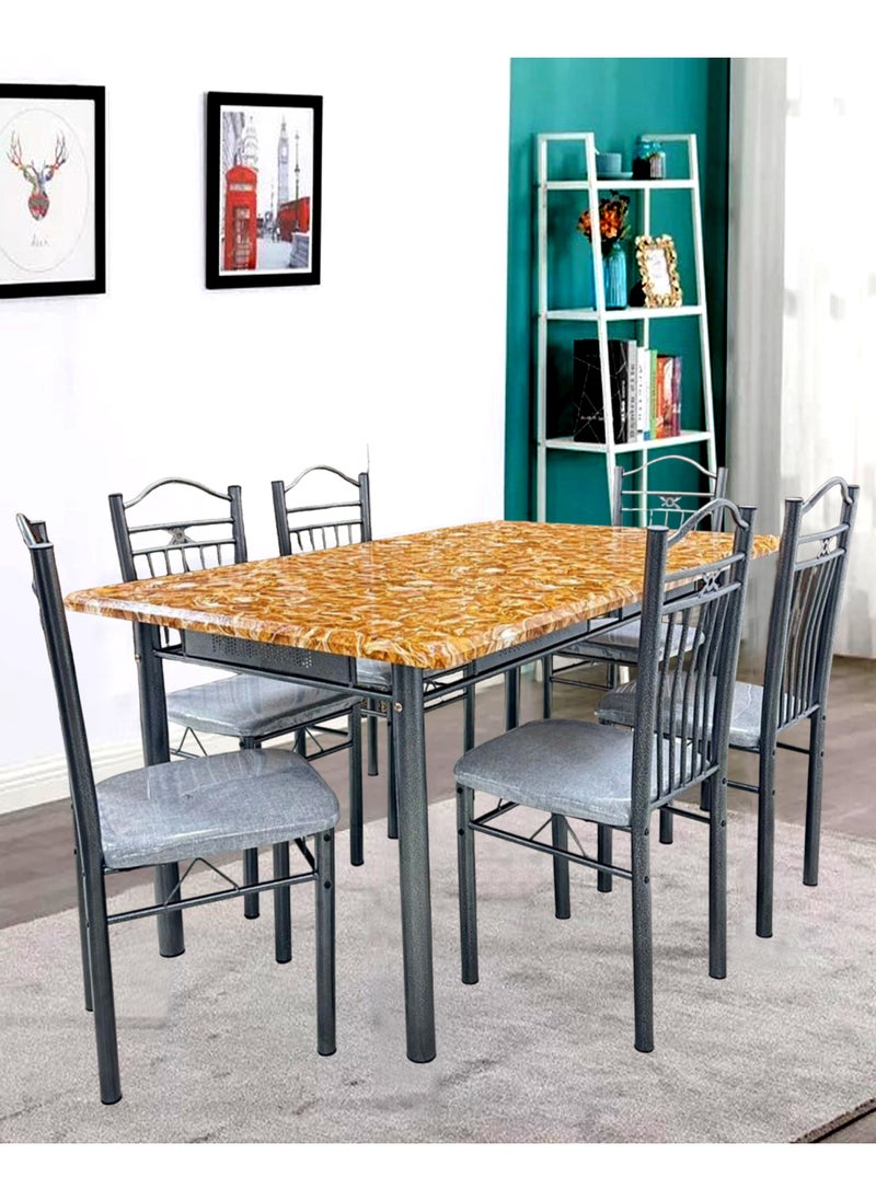 Living طقم مكون من 7 قطع، طاولة طعام مع 6 كراسي 150*75*90 سم  - Image 2
