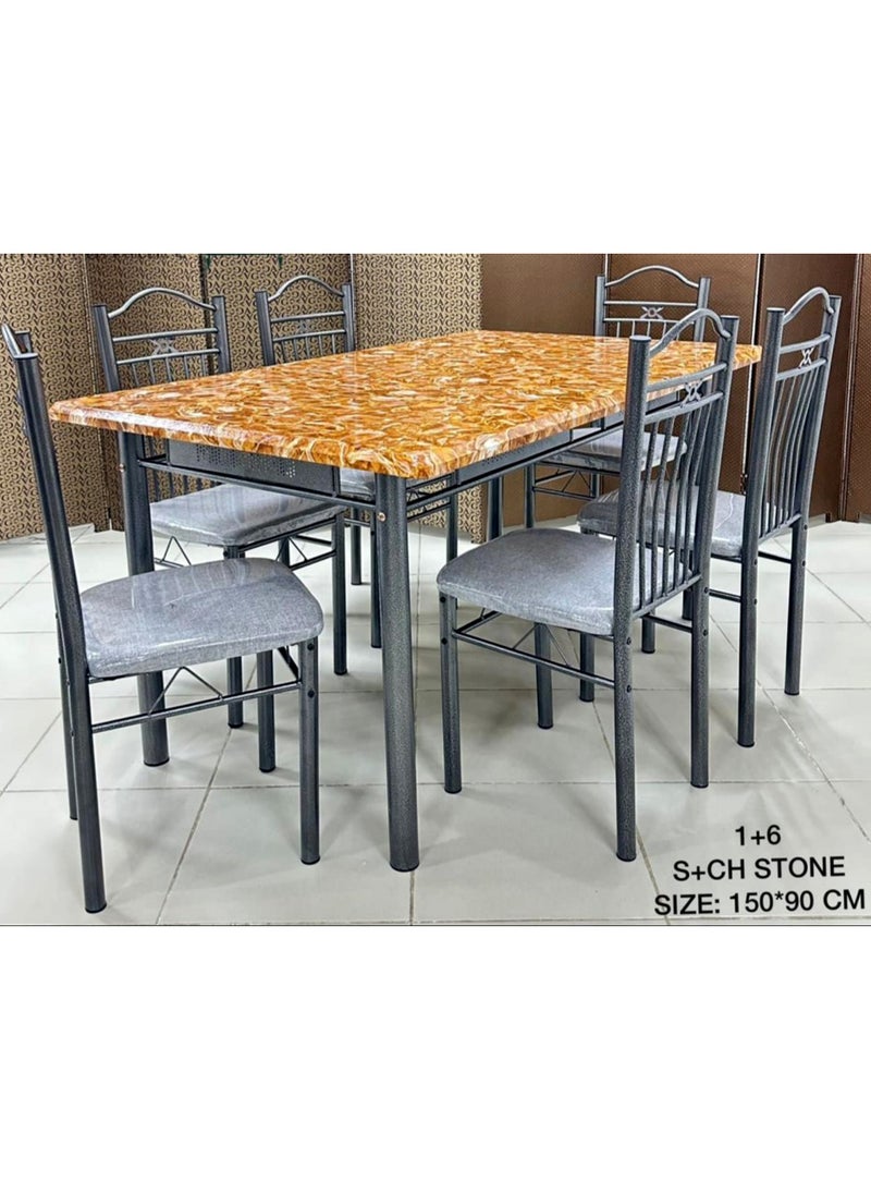 Living طقم مكون من 7 قطع، طاولة طعام مع 6 كراسي 150*75*90 سم  - Image 3