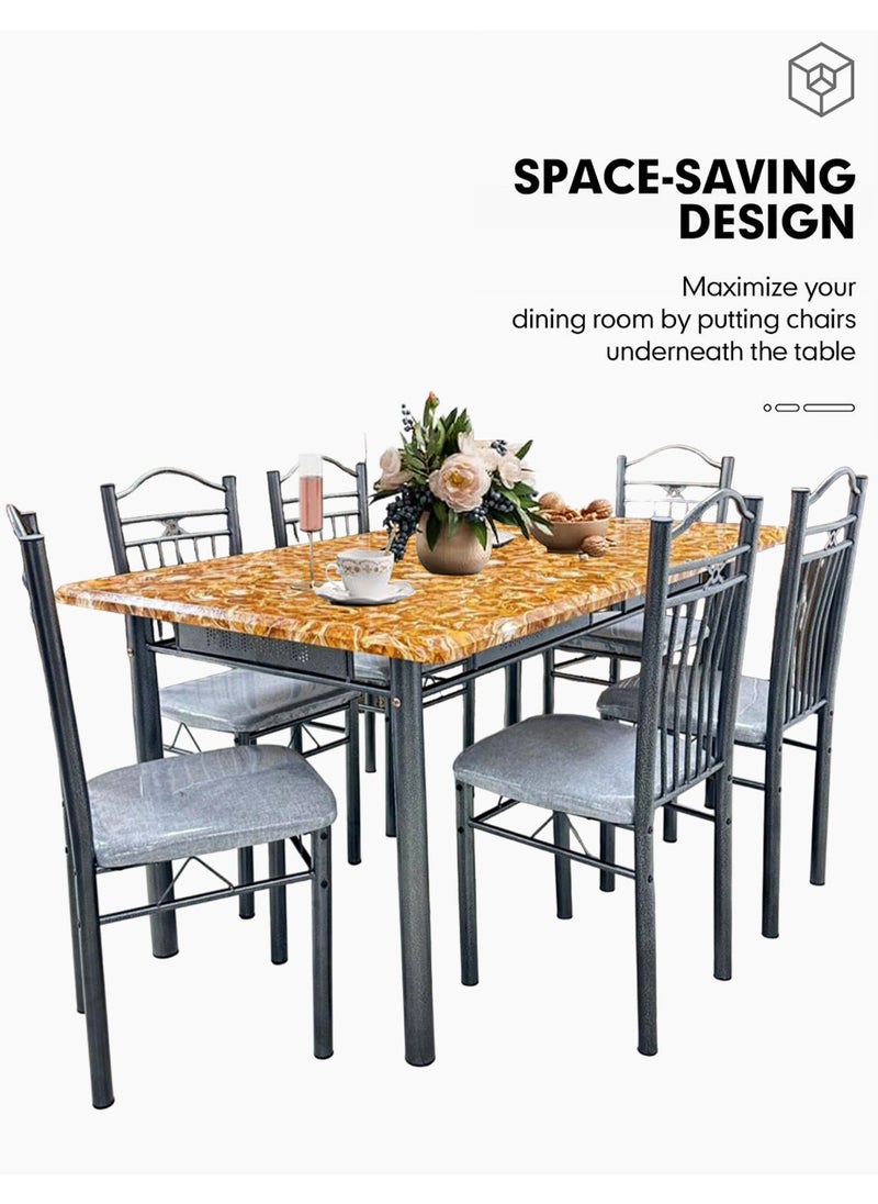 Living طقم مكون من 7 قطع، طاولة طعام مع 6 كراسي 150*75*90 سم  - Image 4