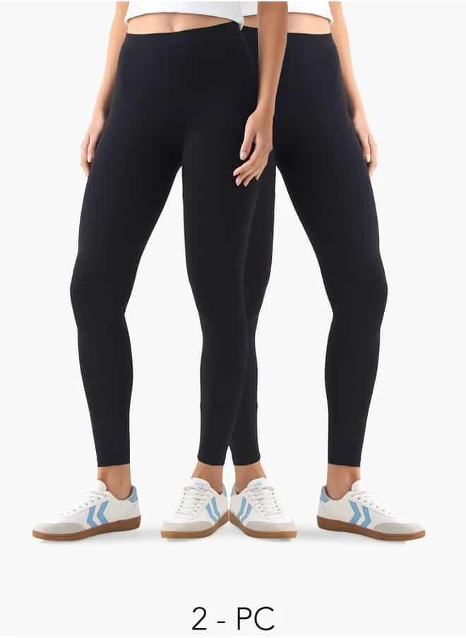 فاف Set of 2 - Regular Fit Leggings with Elasticated Waistband