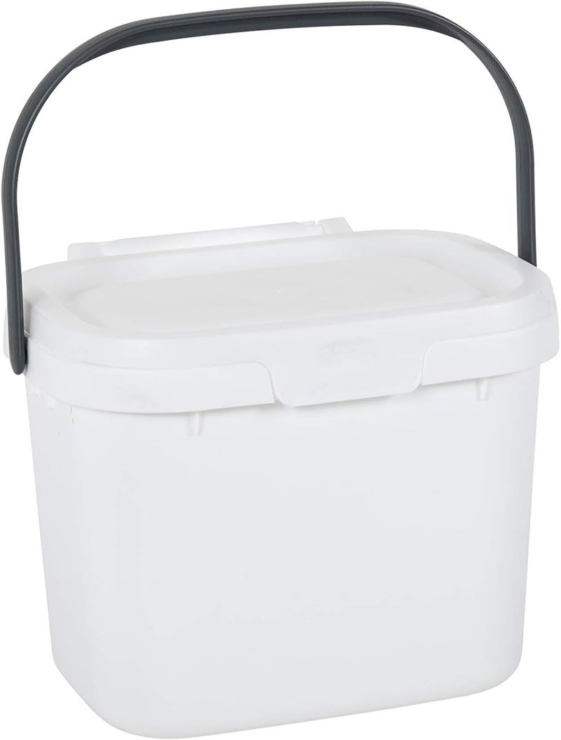 Addis 518252 Everyday Kitchen Food Waste Compost Caddy Bin, 4.5 Litre, White/Metallic Sliver, Silver, 4.5ltr Hardness boosted processed substance - Image 1