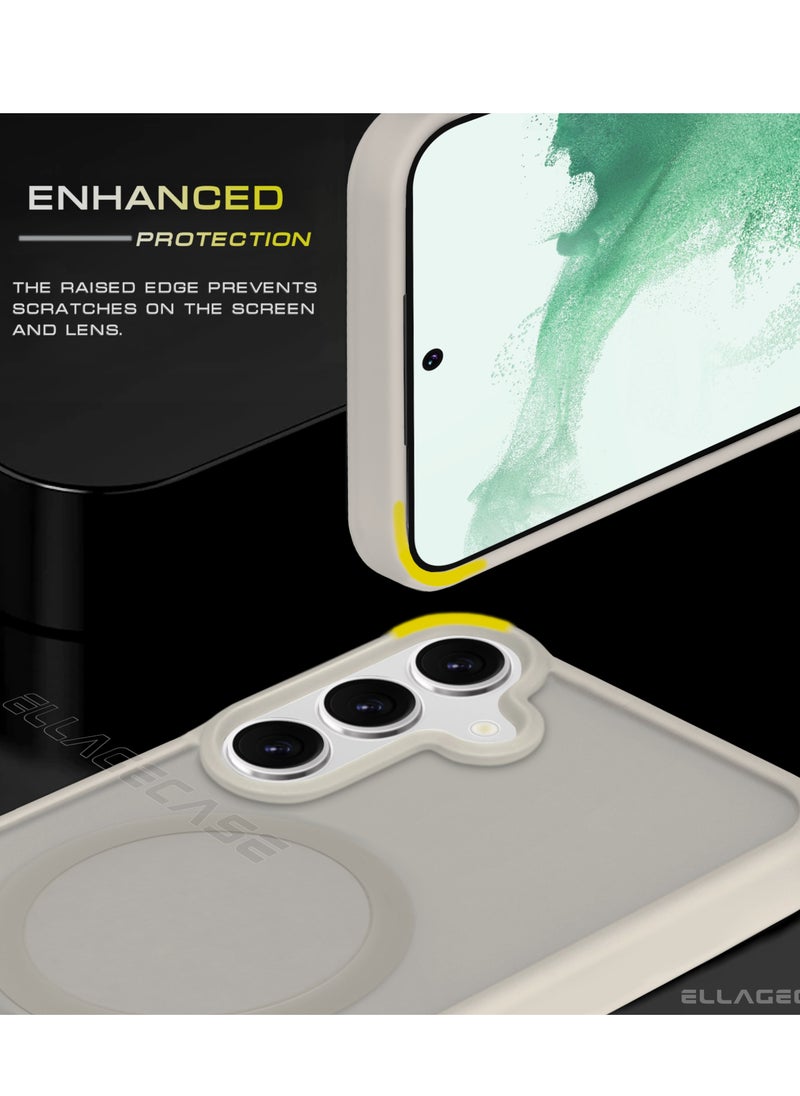 ELLAGECASE - White Stylish Case for Samsung Galaxy S24, Solid Camera Protection, Shockproof, Enhanced Protection, Compatible with MagSafe and Wireless Charging - Image 1