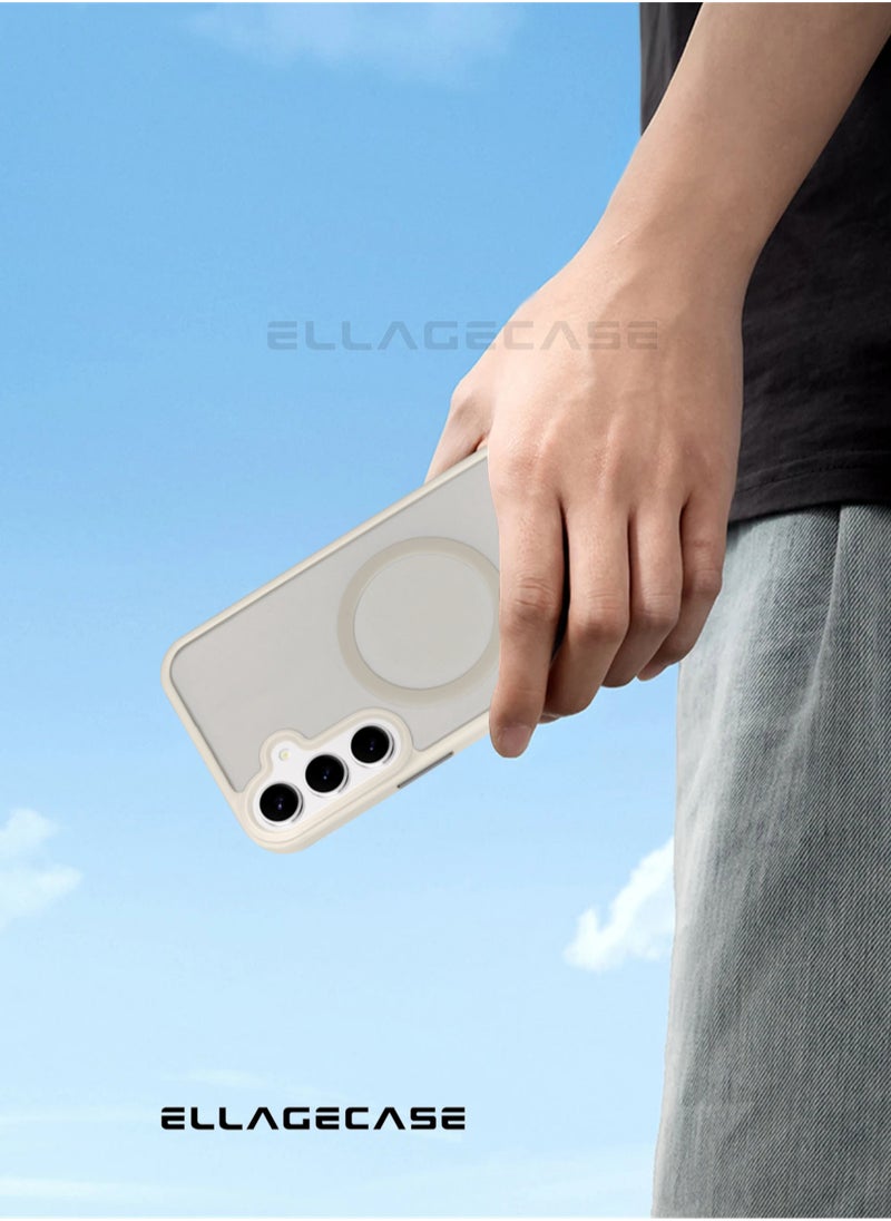 ELLAGECASE - White Stylish Case for Samsung Galaxy S24, Solid Camera Protection, Shockproof, Enhanced Protection, Compatible with MagSafe and Wireless Charging - Image 1
