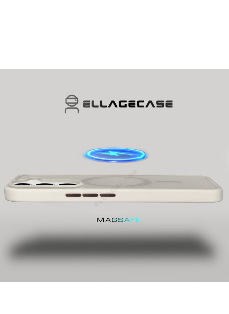 ELLAGECASE - White Stylish Case for Samsung Galaxy S24, Solid Camera Protection, Shockproof, Enhanced Protection, Compatible with MagSafe and Wireless Charging - Image 1