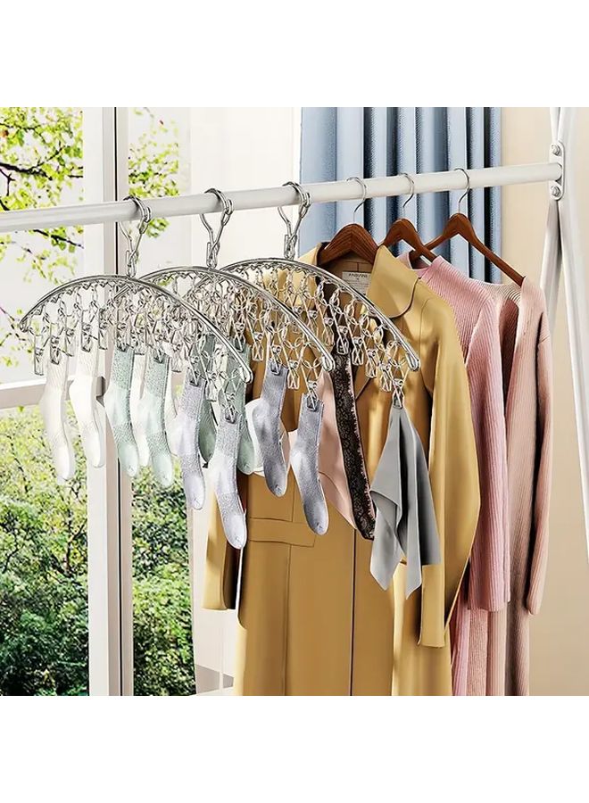 Stainless Steel Drying Rack With 20 Clips Rust Resistant Space Saving Laundry Organizer - Image 3