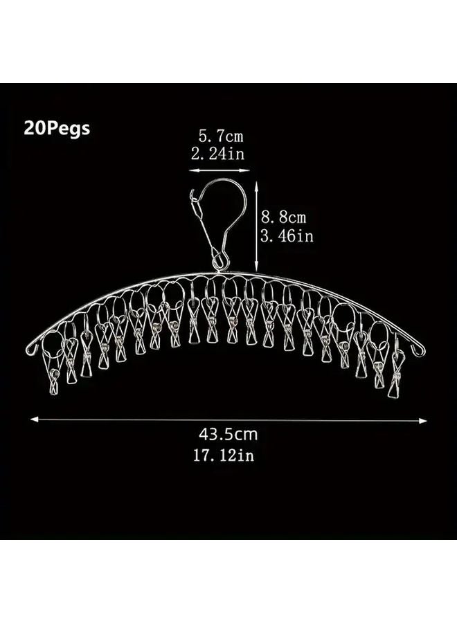 Stainless Steel Drying Rack With 20 Clips Rust Resistant Space Saving Laundry Organizer - Image 4