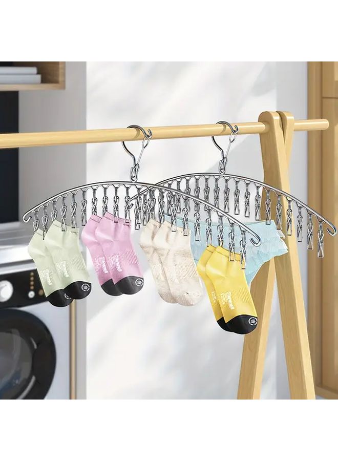 Stainless Steel Drying Rack With 20 Clips Rust Resistant Space Saving Laundry Organizer - Image 2