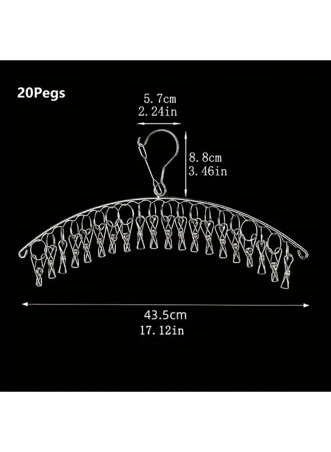 Stainless Steel Drying Rack With 20 Clips Rust Resistant Space Saving Laundry Organizer - Image 1