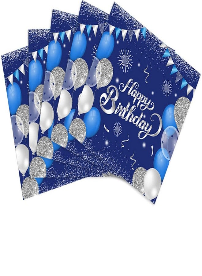 Xiliconie 40PCS Happy Birthday Napkins Blue and Silver Theme Disposable Paper Napkins for Dinner Picnic Cocktail Birthday Party Supplies Decorations for Man Woman - Image 1