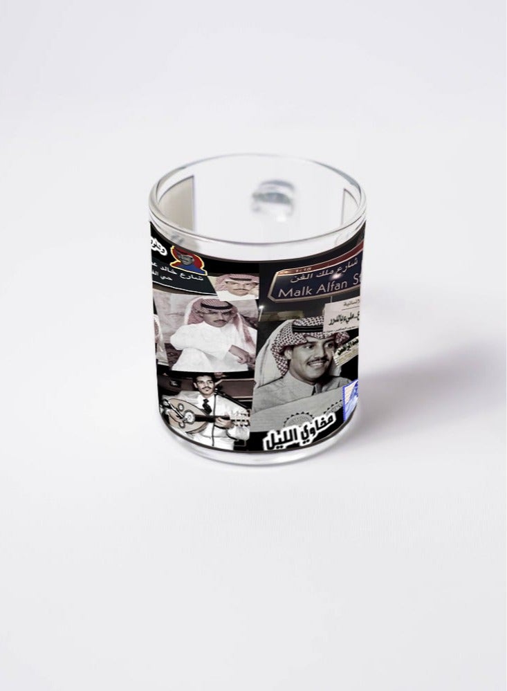 Story Of Candle A transparent glass cup printed with the design “Khaled Abdul Rahman ”  - Image 2