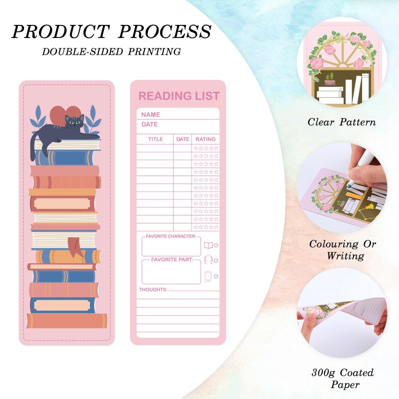 WSICSE 120Pcs Reading List Bookmarks, 2.56 x 7.09in Book Tracker Bookmark, Double-Sided Bookshelf Book Marks Bulk, Back-to-School Supplies, Gifts for Book Lovers, Women, Students, Teachers - Image 3