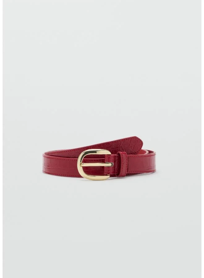 Crocodile-Effect Belt With Metal Buckle
