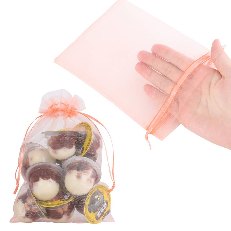 Ponpon 100pcs Assorted Color Organza Bags, 5x7 inches Mesh Bags Drawstring Bags for Candy Jewellery Random Color - Image 4