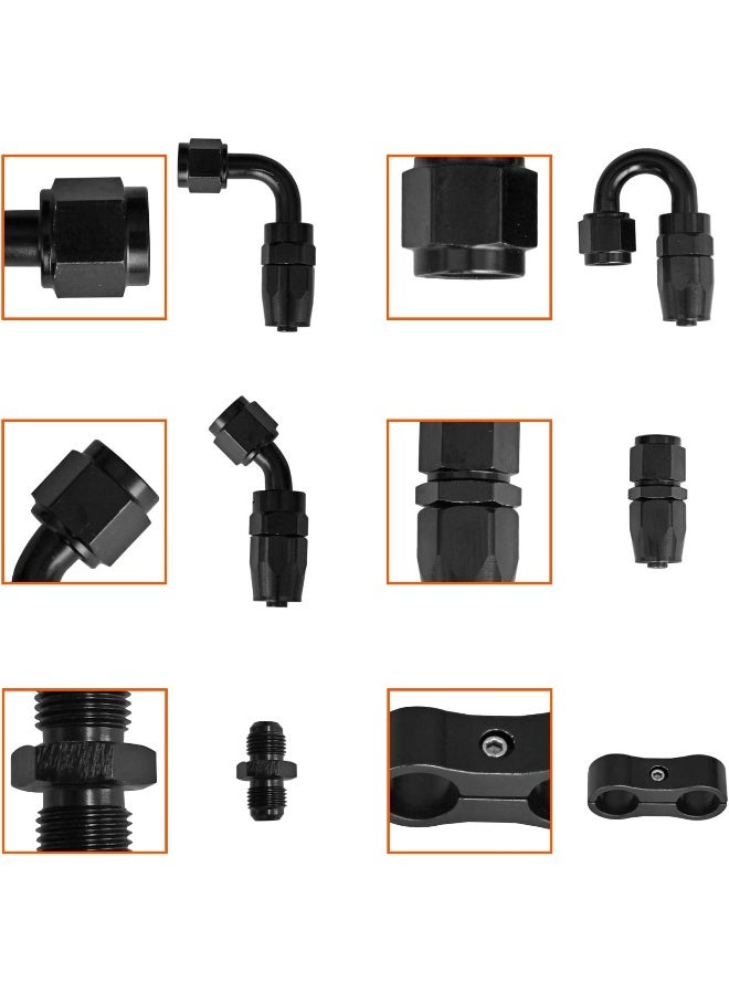 Medoon 16ft Black Nylon Braided Fuel Oil Hose 10pcs Fitting Kit 2pcs Separator Clamp 2pcs Coupler Adapter - Image 5