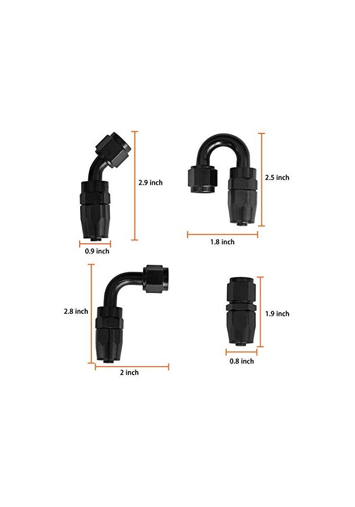 Medoon 16ft Black Nylon Braided Fuel Oil Hose 10pcs Fitting Kit 2pcs Separator Clamp 2pcs Coupler Adapter - Image 3