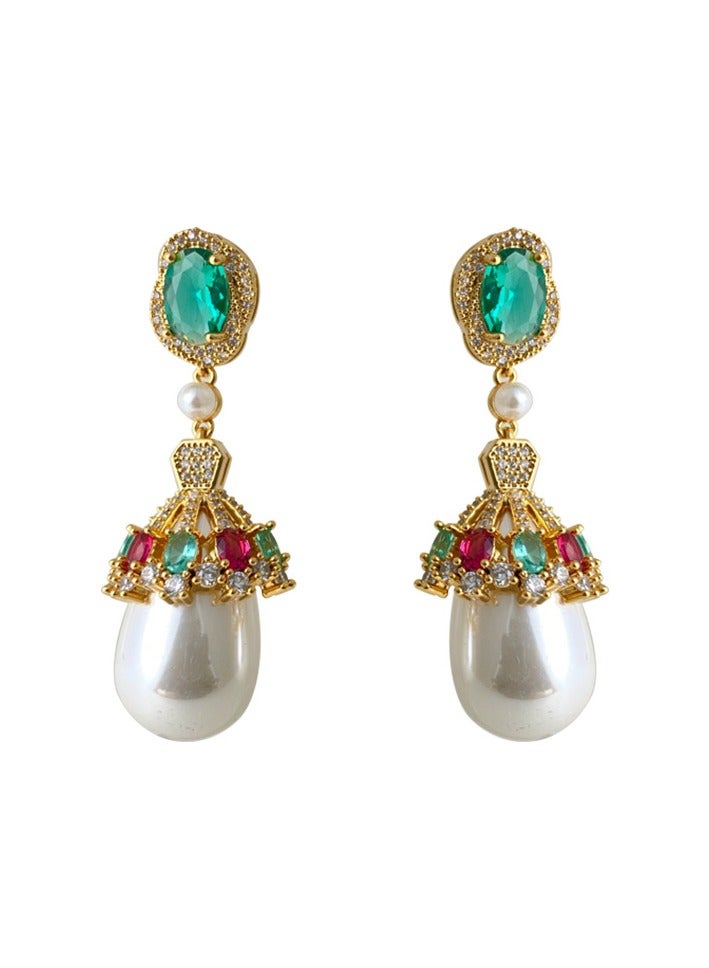 Hanaa 925 Sterling Silver Trendy Fashion Elegant Water Drop Pearl Dangle Earrings Inlaid With Colored AAAAA Zircon and Rhinestones Comes With a Gift Box Everyday Jewelry - Image 3