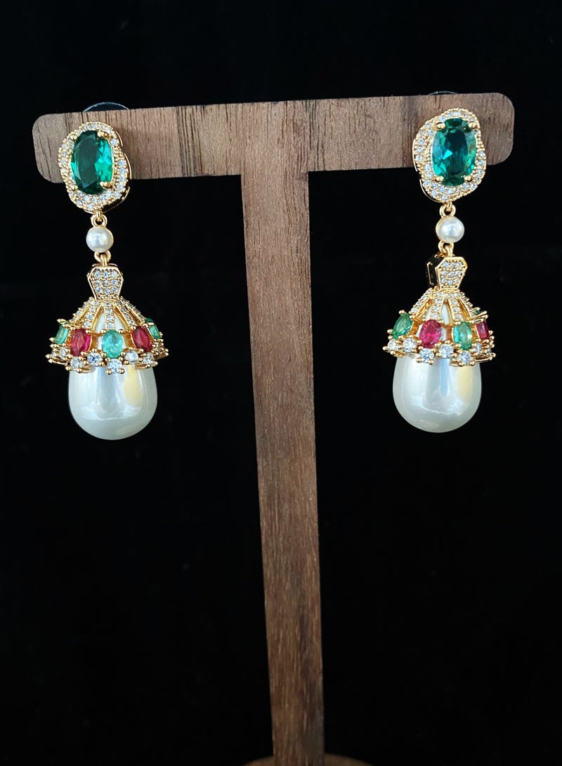 Hanaa 925 Sterling Silver Trendy Fashion Elegant Water Drop Pearl Dangle Earrings Inlaid With Colored AAAAA Zircon and Rhinestones Comes With a Gift Box Everyday Jewelry - Image 1