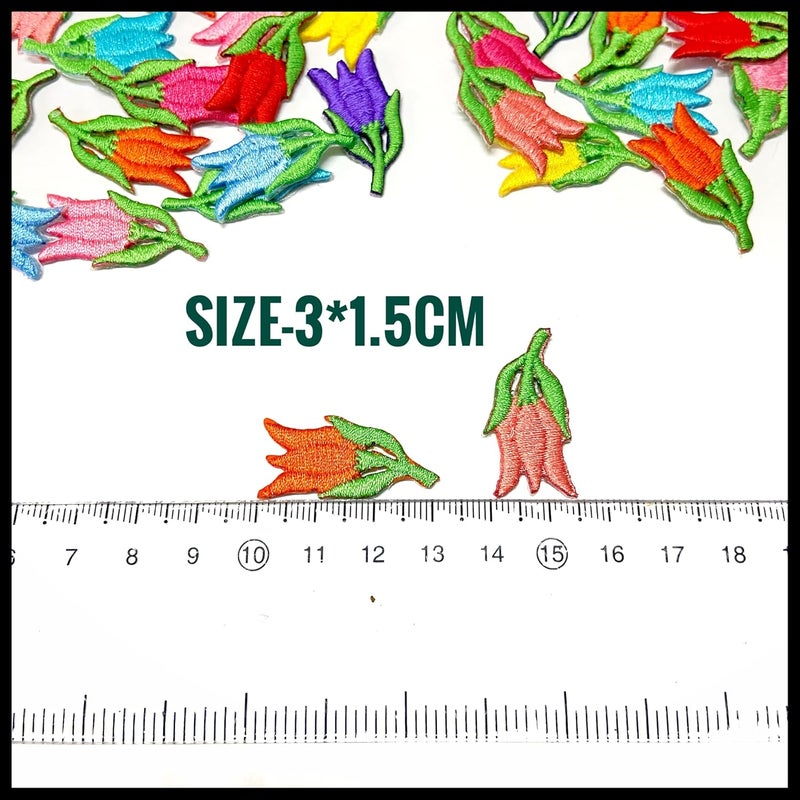 Generic Ushaworks Embroidered Lotus Shape Flower Sew on Iron on Patches for Clothes,Suits, Blouse, Dupatta,Saree,Jeans,Backpack Iron Dress, DIY (Set of 25 Piece) Random Colors  - Image 3