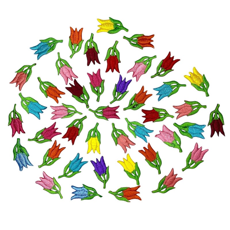 Generic Ushaworks Embroidered Lotus Shape Flower Sew on Iron on Patches for Clothes,Suits, Blouse, Dupatta,Saree,Jeans,Backpack Iron Dress, DIY (Set of 25 Piece) Random Colors  - Image 1