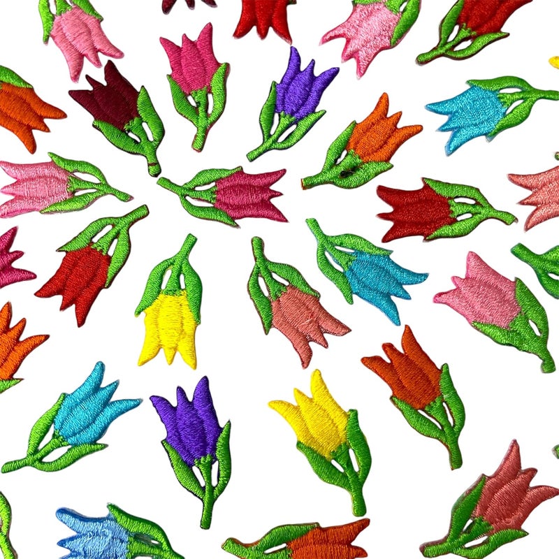 Generic Ushaworks Embroidered Lotus Shape Flower Sew on Iron on Patches for Clothes,Suits, Blouse, Dupatta,Saree,Jeans,Backpack Iron Dress, DIY (Set of 25 Piece) Random Colors  - Image 2