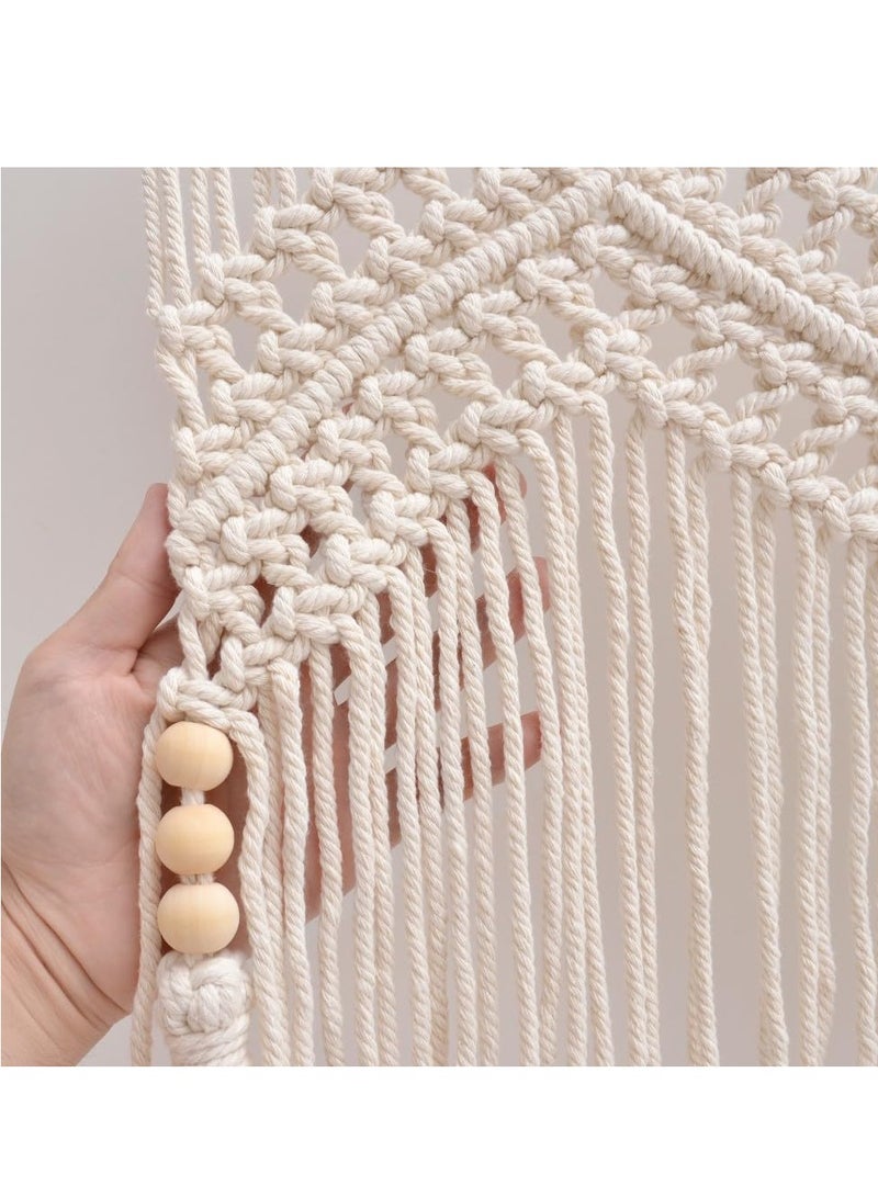Boho Macrame Valance Curtains for Windows u0026 Kitchen, Textured Cotton Wall Decor, 52 W x 21 L,  for Bedroom u0026 Living Room