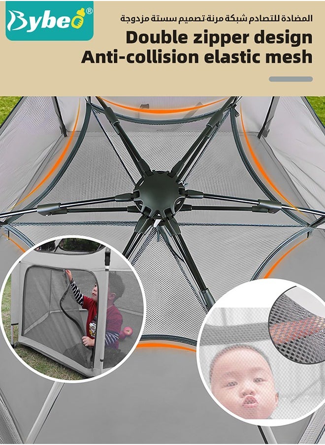 Bybeo - Baby Playpen Fence with Playmat & Canopy, Folding Playard for Toddler, Collapsible Camping Tent for Adults and Children Kids Activity Center, Outdoor Infant Play Tents with Travel Bag and Safety Lock - Image 1