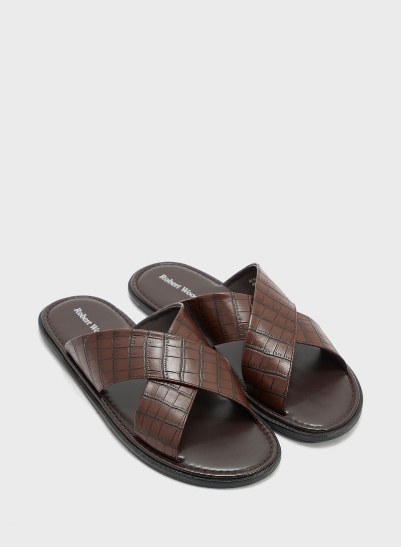 Robert Wood Croc Embossed Casual Sandals  - Image 1