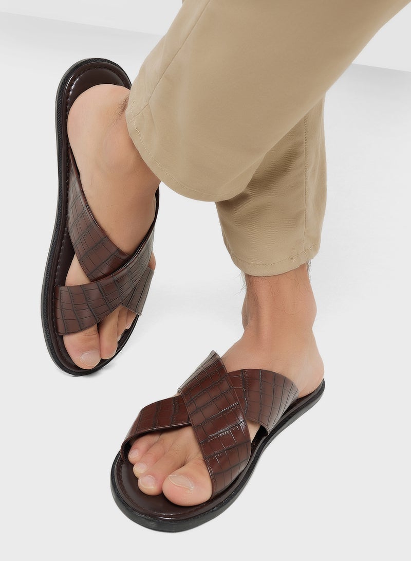 Robert Wood Croc Embossed Casual Sandals  - Image 5