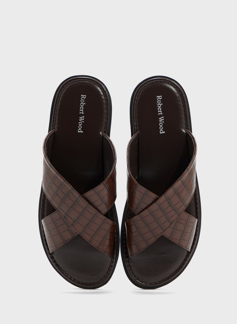 Robert Wood Croc Embossed Casual Sandals  - Image 4
