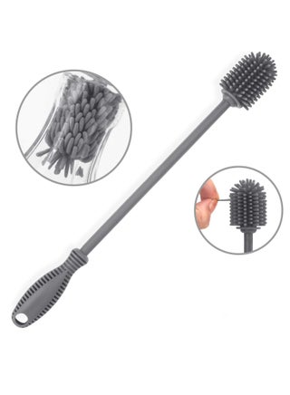 فرشاة تنظيف الزجاجة من السيليكون بمقبض طويل، مقاس 31 سنتيمتر، لزجاجات الاطفال، قارورة المياه، الزجاجة الرياضية، المزهرية، مثالية لفتحات الزجاجات ذات القطر الصغير (عبوة واحدة) - view 3