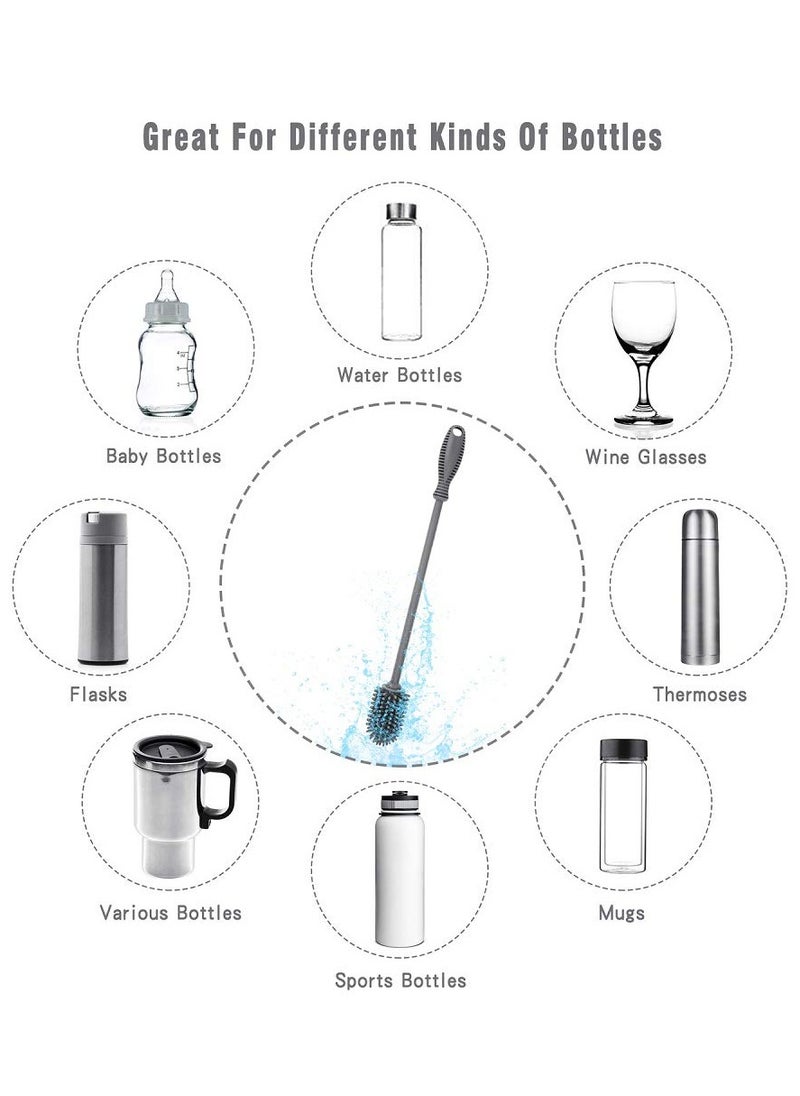 Bebiland Silicone Bottle Cleaning Brush with Long Handle, 31cm Water Bottle Cleaner for Baby Bottles, Hydro Flask, Sports Bottle, Vase, Glassware, Perfect for Smaller Diameter Bottle Openings (One Pack)  - Image 4