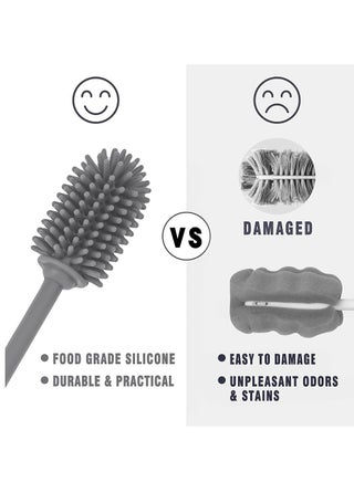 فرشاة تنظيف الزجاجة من السيليكون بمقبض طويل، مقاس 31 سنتيمتر، لزجاجات الاطفال، قارورة المياه، الزجاجة الرياضية، المزهرية، مثالية لفتحات الزجاجات ذات القطر الصغير (عبوة واحدة) - view 5