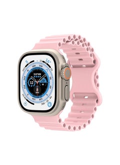 Replacement Strap Ocean Style Silicone Watch Band For Apple Watch Ultra 49mm&Watch Ultra 2 49mm / Series 9&8&7 45mm / SE 3&SE 2&6&SE&5&4 44mm / 3&2&1 42mm Pink