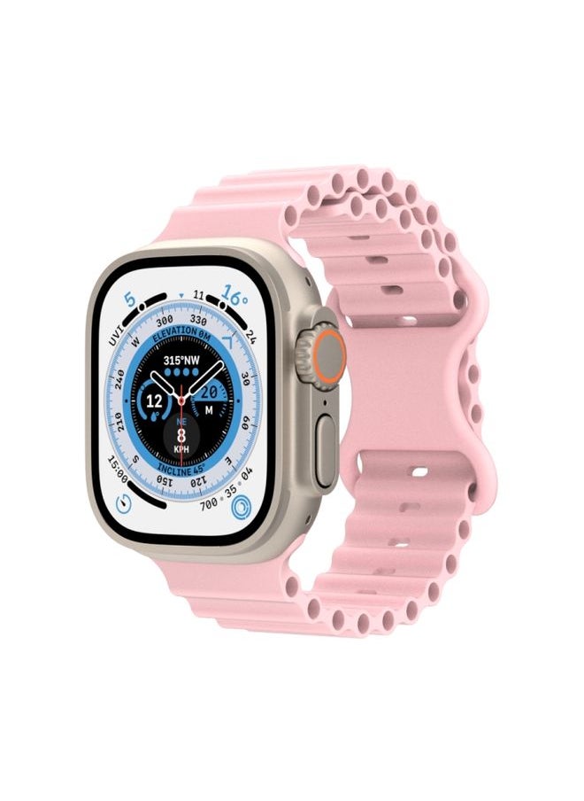 Generic - Replacement Strap Ocean Style Silicone Watch Band For Apple Watch Ultra 49mm&Watch Ultra 2 49mm / Series 9&8&7 45mm / SE 3&SE 2&6&SE&5&4 44mm / 3&2&1 42mm Pink - Image 1
