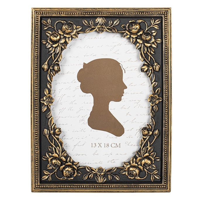 5X7 INCH VINTAGE BLACK PICTURE FRAME ELEGANT ANTIQUE PHOTO FRAMES WITH GLASS FRONT PHOTO DISPLAY TABLETOP WALL HANGING GIFT IDEAS GOLD AND BLACK