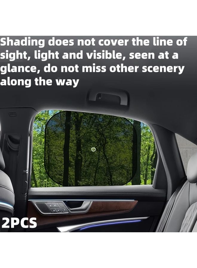 Black 2pcs Universal Car Side Window Sun Shades with Suction Cups UV Protection Foldable - Image 5